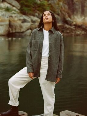 Anian Charcoal ModernMelton Wool Coat | Sustainable Fashion | Oversized S